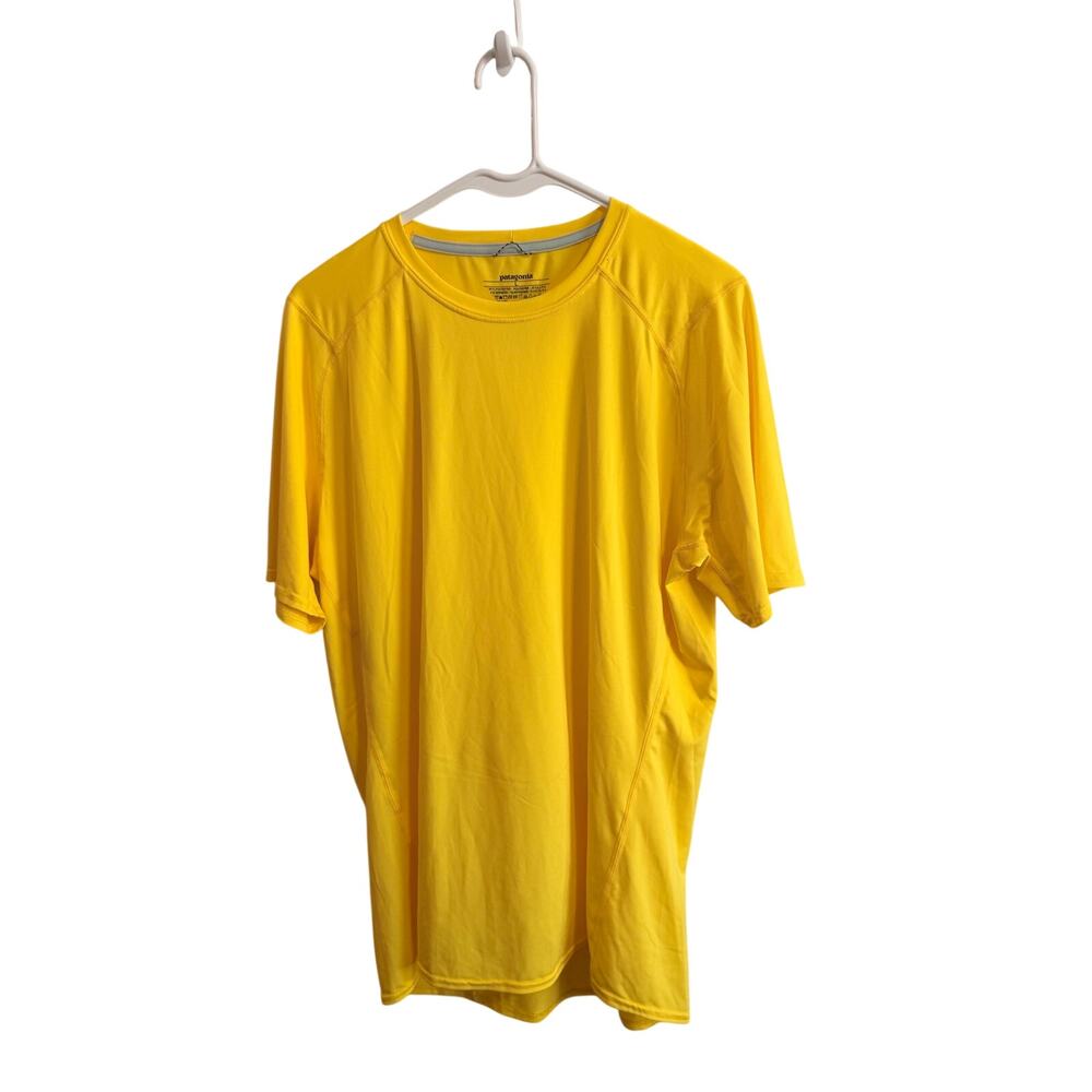 Patagonia Shirt Mens Yellow Capilene 1 Silkweight Performance Baselayer Sz L